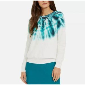 INC Cotton Tie-dye Sweater Green White L